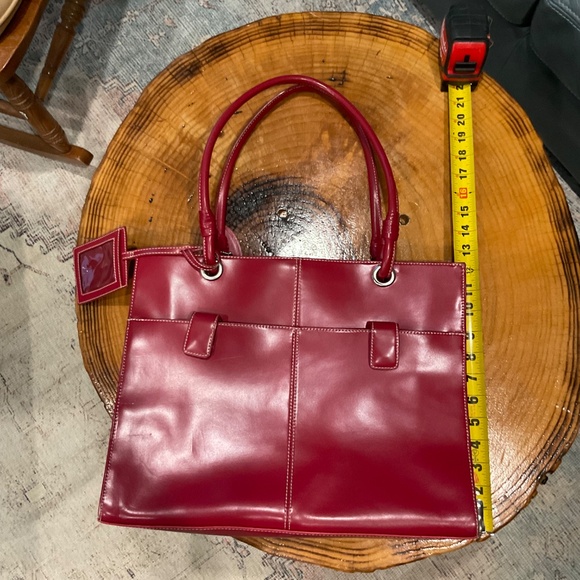 Wilsons Leather Red Structured Tote Handbag Business Laptop - Picture 2 of 16